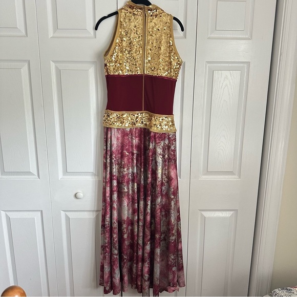 Algy Dress Womens L Sequin Hi-Low Costume Long Colorblock Dance Performance USA - Picture 4 of 14